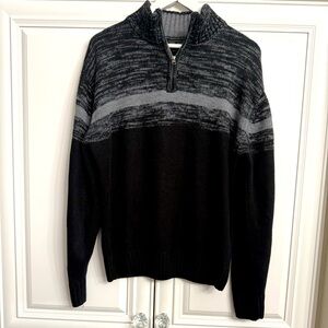 Park Slope Men’s S Large Black/Grey Long Sleeve 1/2 Zip Sweater Stand Up Collar